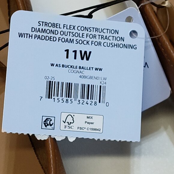 Aerosoles Big Ben Buckle Ballet Flats 11W Cognac Faux Leather Diamond Flex Sole - Picture 8 of 9